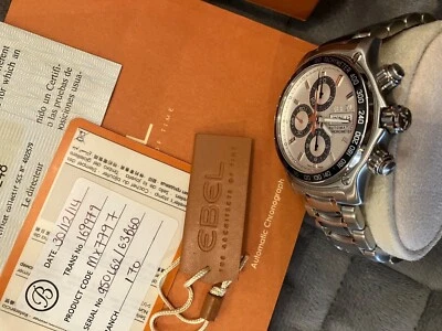 EBEL 1911 PANDA DISCOVERY DÍA FECHA CRONÓGRAFO AUTOMÁTICO ACERO JUEGO COMPLETO SIN USAR Foto 1 de 4