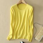 Women Wool Cashmere Sweater Knitted Pullover Crew Neck Sweater Solid Slim
