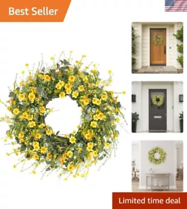 Elegant 24-Inch Yellow Daisy and Lavender Wreath for Front Door or Wall Display - Picture 1 of 8