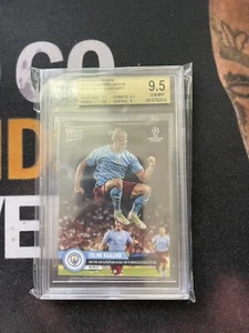 2022 Topps Now UCL Erling Haaland On Fire On European Debüt Man City BGS 9,5 Edelstein - Bild 1 von 1