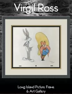 Virgil Ross Original Firmado Modelo Hoja Dibujo Yosemite Sam Bugs Personalizado Enmarcado - Imagen 1 de 7