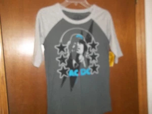 AC/DC Face T-shirt Large 3/4 sleeve Juniors NWT - Picture 1 of 2