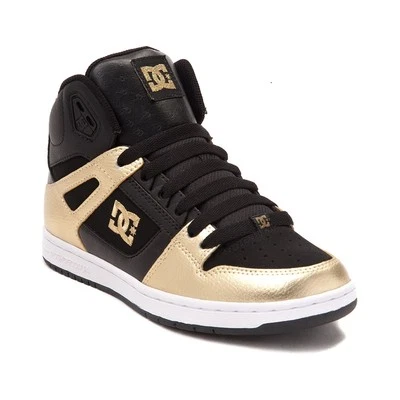 NEW Womens DC Rebound Hi Skate Sneaker Gold Black Metallic High - Image 1 of 3