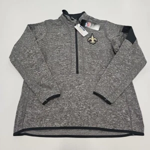 NWT New Orleans Saints 1/2 Zip Antigua Pullover Fleece Sweatshirt Women's XL New - Picture 1 of 7