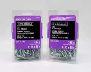 Two (2) Everbilt #135 x 15 ft. Zinc Plated Steel Handy Link Chains 340 lb - Picture 1 of 4