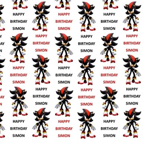 Shadow Hedgehog Personalised gift wrapping paper Birthday Christmas - Picture 1 of 2
