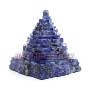Sri Yantra in Lapis Lazuli Gemstone 110GmEnergized Meru Yantram Prosperity Vastu - Picture 1 of 3