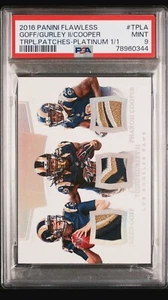 2016 Panini Flawless⚡Jared Goff/Todd Gurley/Cooper⚡️Triple Patch 1/1⚡️PSA 9 Mint - Picture 1 of 2