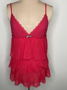 Xhiliration Intimates Red Cami Ruffle V Neck Sleeveless Top Sz M Lingerie - Bild 1 von 7