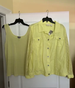 Chico’s New With Tag Linen Jacket Set Plus Size 4 (18-20) XXL & Matching Tank 3 - Picture 1 of 10