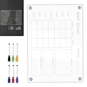 Magnetic Weekly Planners, Meal Planner Board Dry Wipe Fridge Calendar Memo Board - Picture 1 of 12