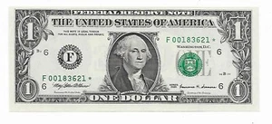 Llave serie $1 FRN 1999 Atlanta Star F00183621* 640K impresa gema cu - Imagen 1 de 2