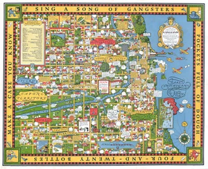 Chicago Gangland Gangster Map Prohibition 1930s Map Poster Print PICK SIZE - Picture 1 of 2