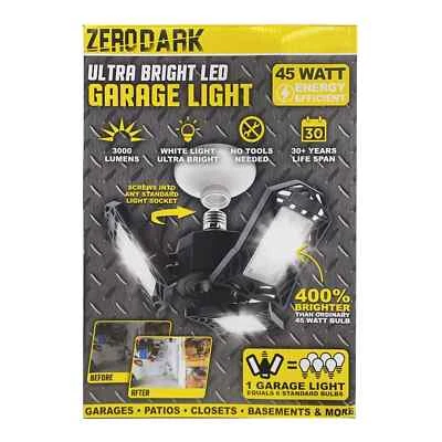 Zero Dark Ultra Bright LED Garage & Outdoor Light - 45 Watt - Adjustable Panels - Image 1 of 4