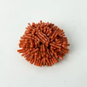 Spilla spilla filo intrecciato ramo corallo antico vittoriano 2" tono oro 15,7g - Foto 1 di 8