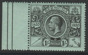 Bermuda sg73 MINT margin selvedge 1921 GV 1/- Tercentenary 2nd issue - Picture 1 of 2