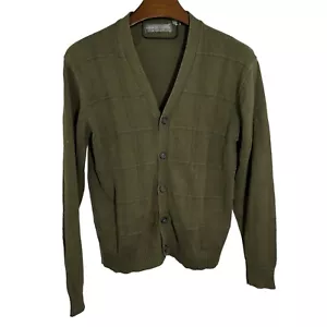Cárdigan OSCAR DE LA RENTA Para Hombres Botón Verde Mezcla Algodón Suéter Grande *DEFECTO* - Imagen 1 de 9