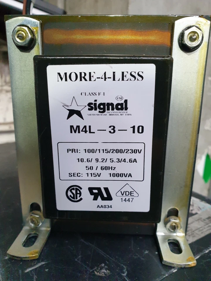 SIGNAL M4L-3-10 1000VA TRANSFORMER  (R5S14.2) - Image 1 of 3