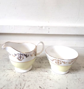 Vintage Royal Sutherland Gold/Yellow Bone China Sugar Bowl and Creamer set - Picture 1 of 10