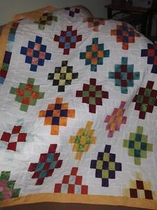 Handmade quilted Bright Multi Colored Blanket/Throw 59" x 68" - Picture 1 of 5
