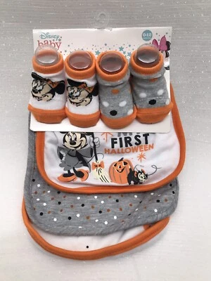 My First Halloween Disney Bebé Minnie Mouse 0-12m 3 Baberos 2 Pares Calcetines Botines Foto 1 de 4