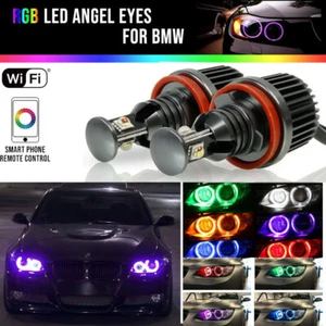 RGB Halo Ring LED Angel Eyes Canbus WIFI LED Bulbs For BMW E90 E92 335i 328i M3 - Picture 1 of 10
