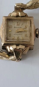 Bulova Vintage Ladies 10 K Gold Filled Watch with stretch metal band. - Picture 1 of 5