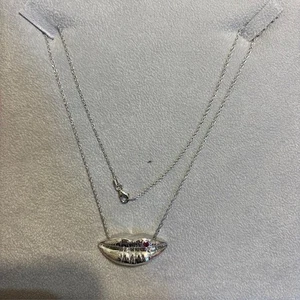 NEW VERSTOLO .925 Sterling Silver Lips Necklace W/ Genuine Ruby Inlay - Picture 1 of 6