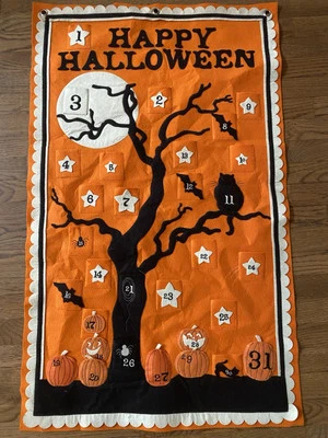 Pottery Barn Kids Countdown to Halloween Advent Calendar Tree w/ Cat & Bats - Image 1 of 4