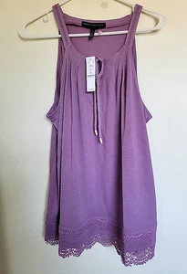 White House Blackmarket Women's Plum Crochet hem Tank Top Blouse Sz XL - Picture 1 of 3