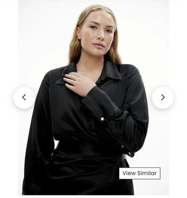 WITCHERY Acetate Wrap Dress | Black Satin | Size 6 | BNWT | RRP $279 - image 1 of 4