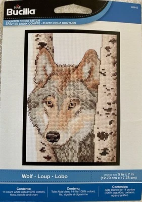 Bucilla Counted Cross Stitch Pattern WOLF # 46445  5" x 7" - Image 1 of 3
