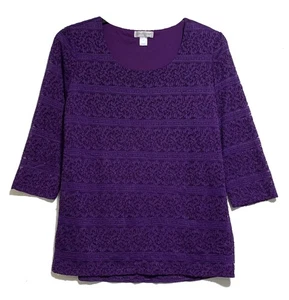 Christopher & Banks, Purple Lace Pullover Lined Top with Stretch, size XL - Picture 1 of 4