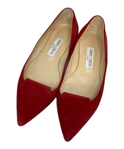 Jimmy Choo flache Schuhe Damen Gr. 37 rot Wildleder - Bild 1 von 10
