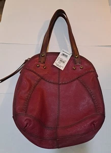 Lucky Brand Bowler Bag Red Cranberry Handbag Tote Satchel Leather New With Tags - Picture 1 of 9