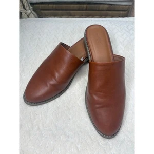 Universal Thread Brown Slip On Mules Size 9.5 Faux Leather Flats Minimalist - Picture 1 of 6
