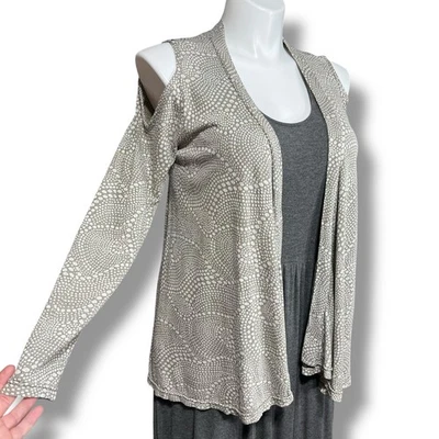 Vigorella Mujer Cárdigan Suéter Hombro Frío Manga Larga Bambú Algodón Beige  Foto 1 de 4