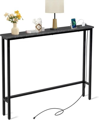 Slim Console Table with Power Outlets & USB, 15x100x79cm, Space-Saving - Image 1 of 4