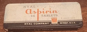 Niall 36 Tablet Aspirin Tin Slide Top Empty - Picture 1 of 3