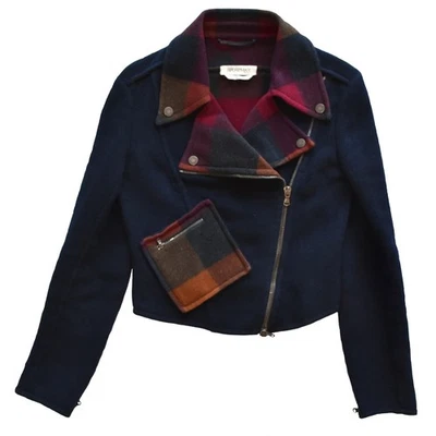 JAQUETA SPORTMAX DEFILE LÃ VIRGEM/ANGORÁ AZUL MARINHO. FEITO NA ITÁLIA. TAMANHO S - Imagem 1 de 4