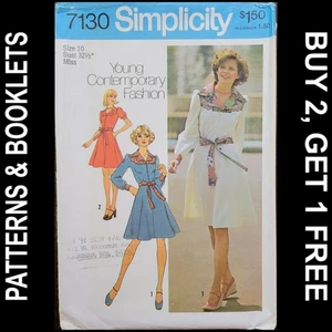 Vintage Simplicity Yoked Dress in Two Lengths Pattern #7130 Size 10 CUT - Picture 1 of 6