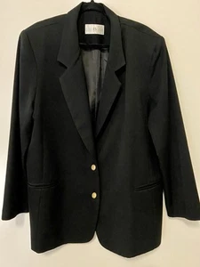 BIB big is beautiful black blazer jacket size 18 + front pockets shoulder pads - Picture 1 of 11