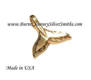 Dije deslizante aleta cola de observación de ballenas con corte de diamante de oro 14 K - Imagen 1 de 3