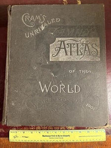 CRAM’S UNRIVALED Family ATLAS OF THE WORLD 1901 - Picture 1 of 9