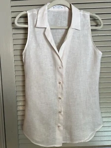 Equipment Linen/silk Pale Pink Sleeveless, V-neck Button Up Blouse, Med. - Picture 1 of 11