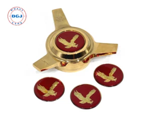 Red on Gold Plastic Eagle Lowrider Wire Wheel Chips Emblems Size 2.25 - Picture 1 of 2