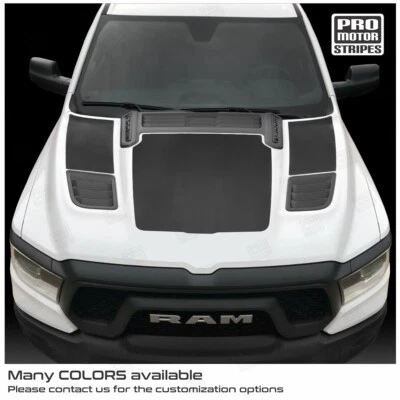 Dodge RAM 1500 Rebel 2019-2023 capó acento juego de 3 calcomanías rayas (elige el color) Foto 1 de 2