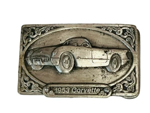 Hebilla de cinturón de colección latón plata peltre bergamota Siskiyou Arroyo 1953 coche Corvette - Imagen 1 de 4
