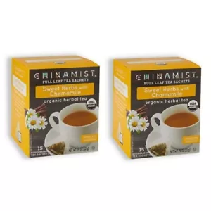 China Mist - Hierbas dulces orgánicas con bolsitas de té de hierbas de manzanilla, 2 cajas 15 ct - Imagen 1 de 3