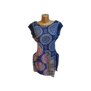 Desigual women's dress size 44 2XL blue multi color floral excellent - Picture 1 of 12